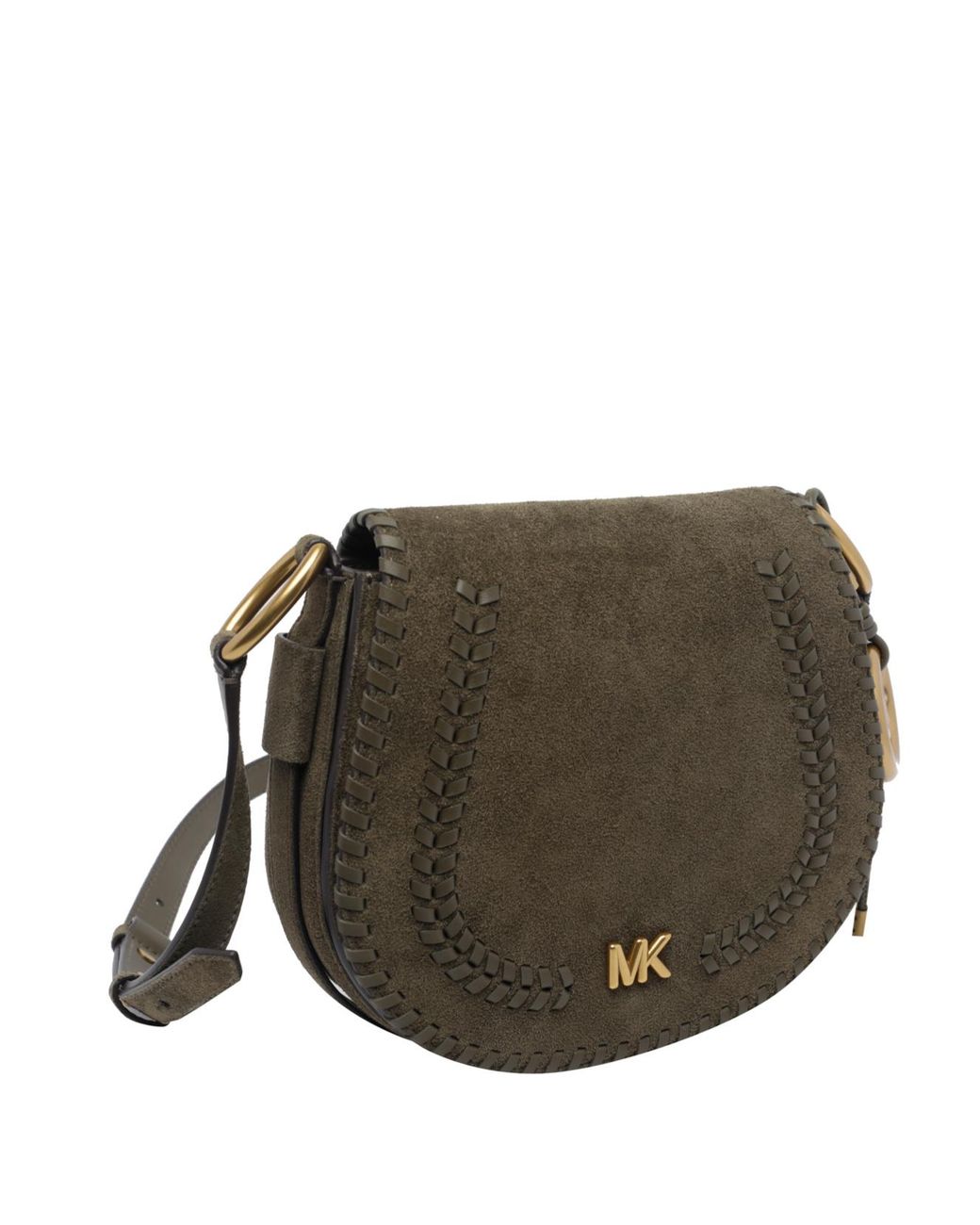MICHAEL Michael Kors Gray Josie Medium Whipstitched Saddle Bag