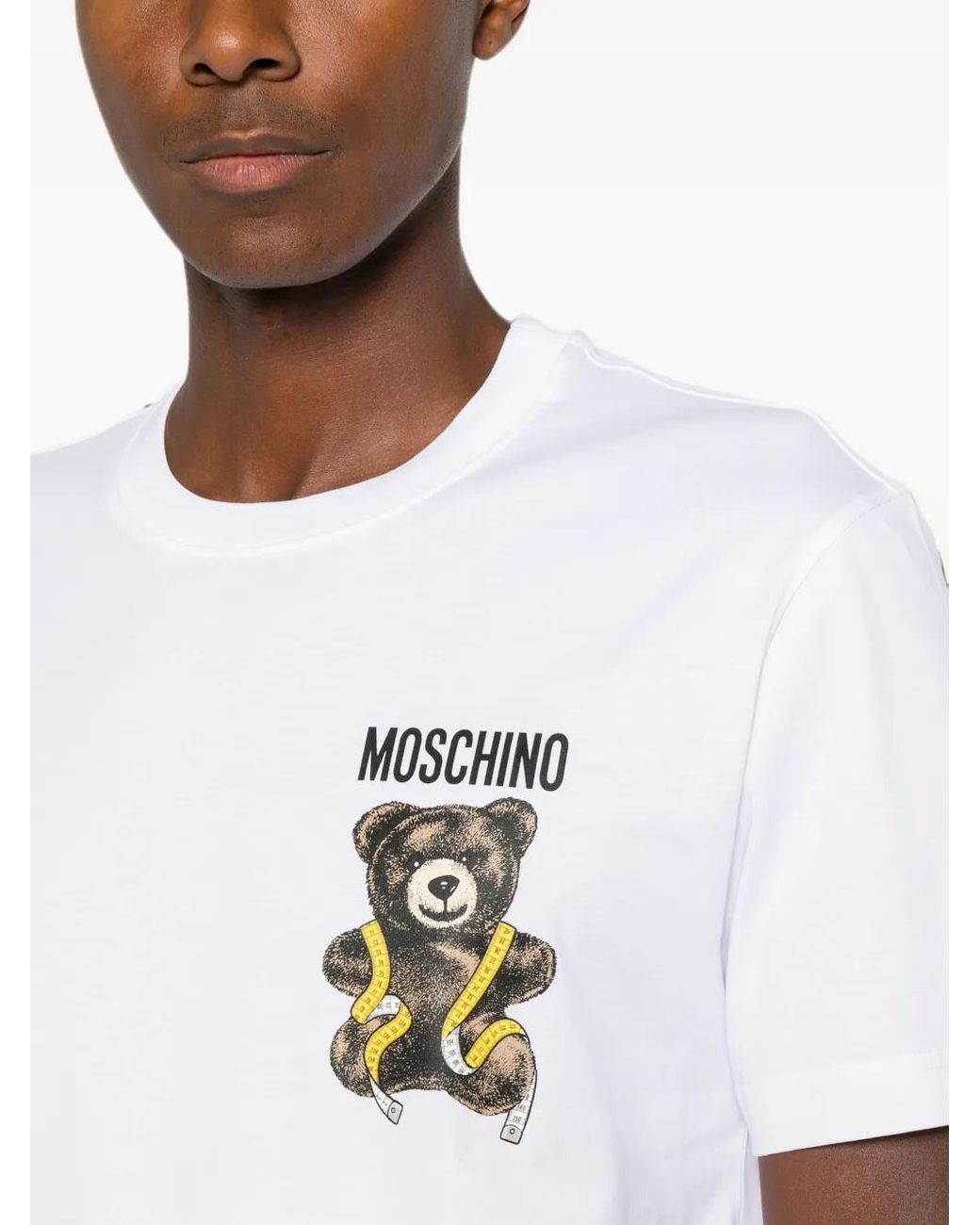 Moschino White Teddy Bear Logo-Print T-Shirt for men