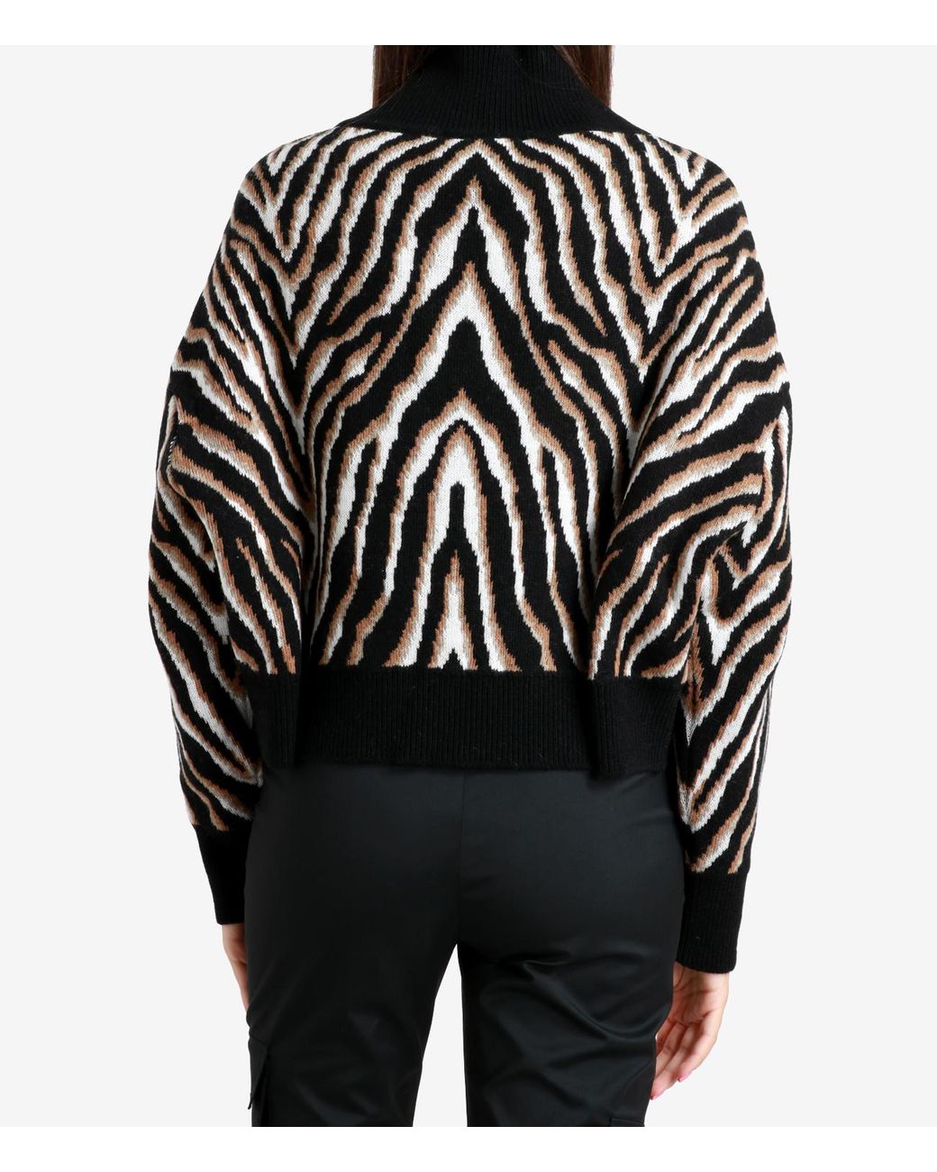 Erika Cavallini Semi Couture Black Patterned-Intarsia Wool-Blend Jumper