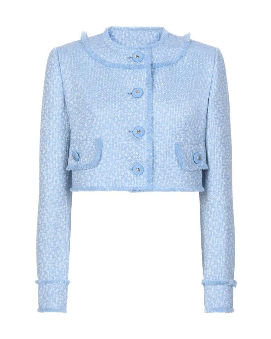 Dolce & Gabbana Blue Rachel Short Tweed Jacket