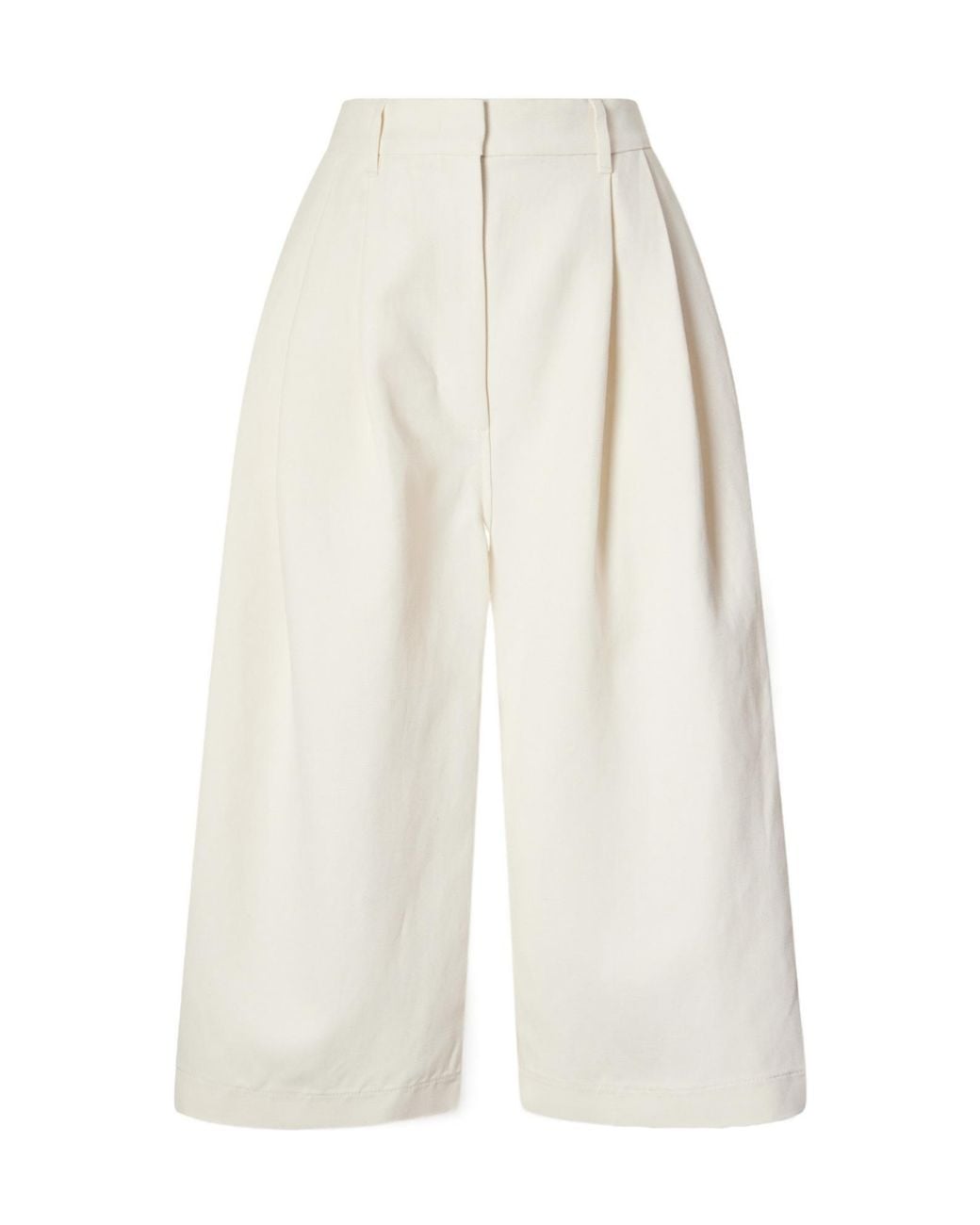 Co. White Pleated Woven Wide-Leg Pants