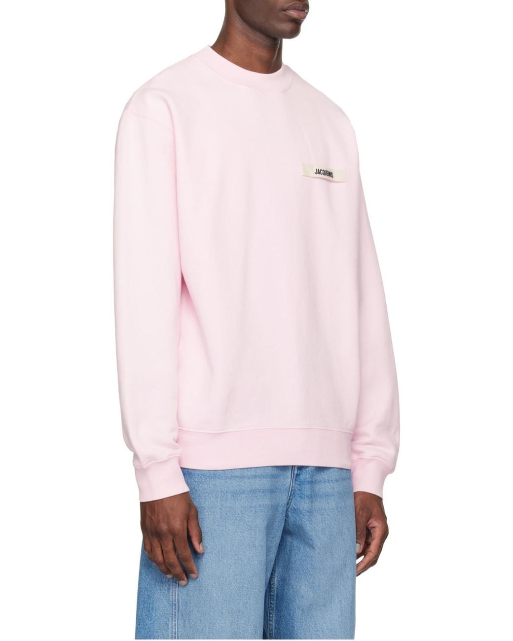 Jacquemus Pink Logo Patch Crewneck Sweatshirt for men
