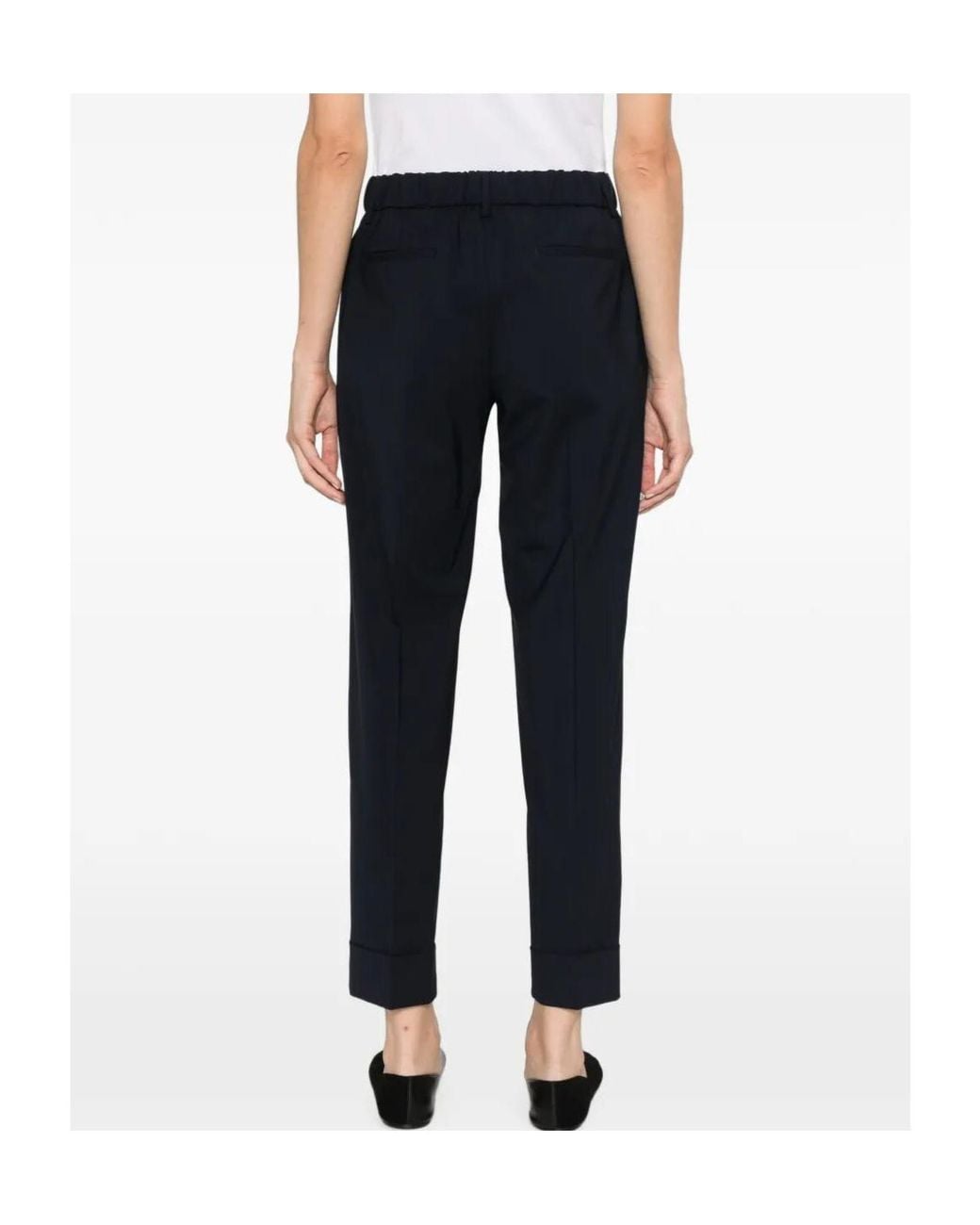 Berwich Black Cropped Turn-Up Trousers
