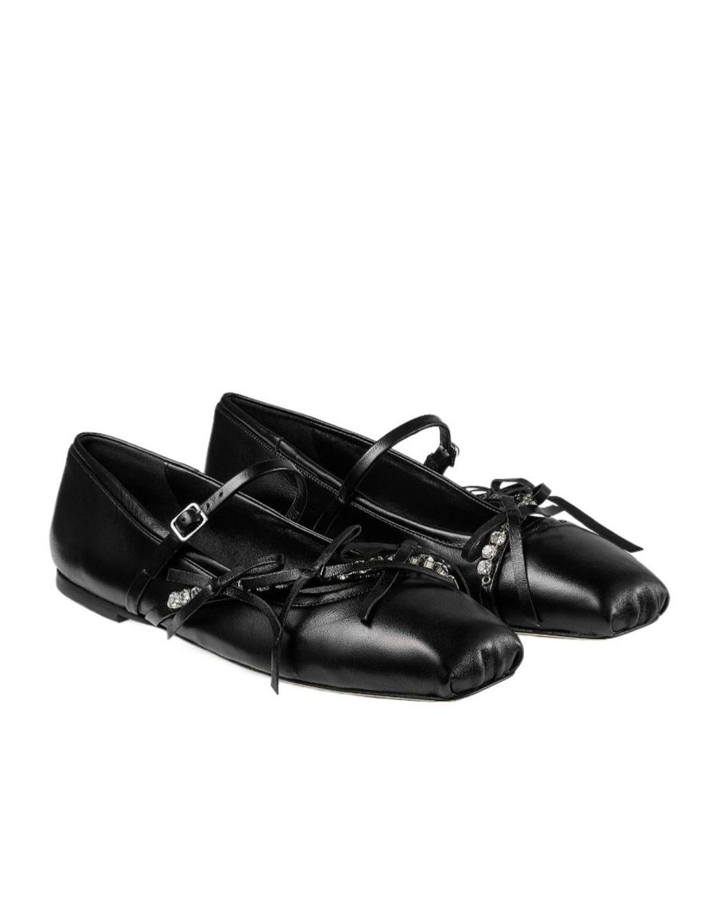 Jimmy Choo Black Leather Ballerinas "Loli"