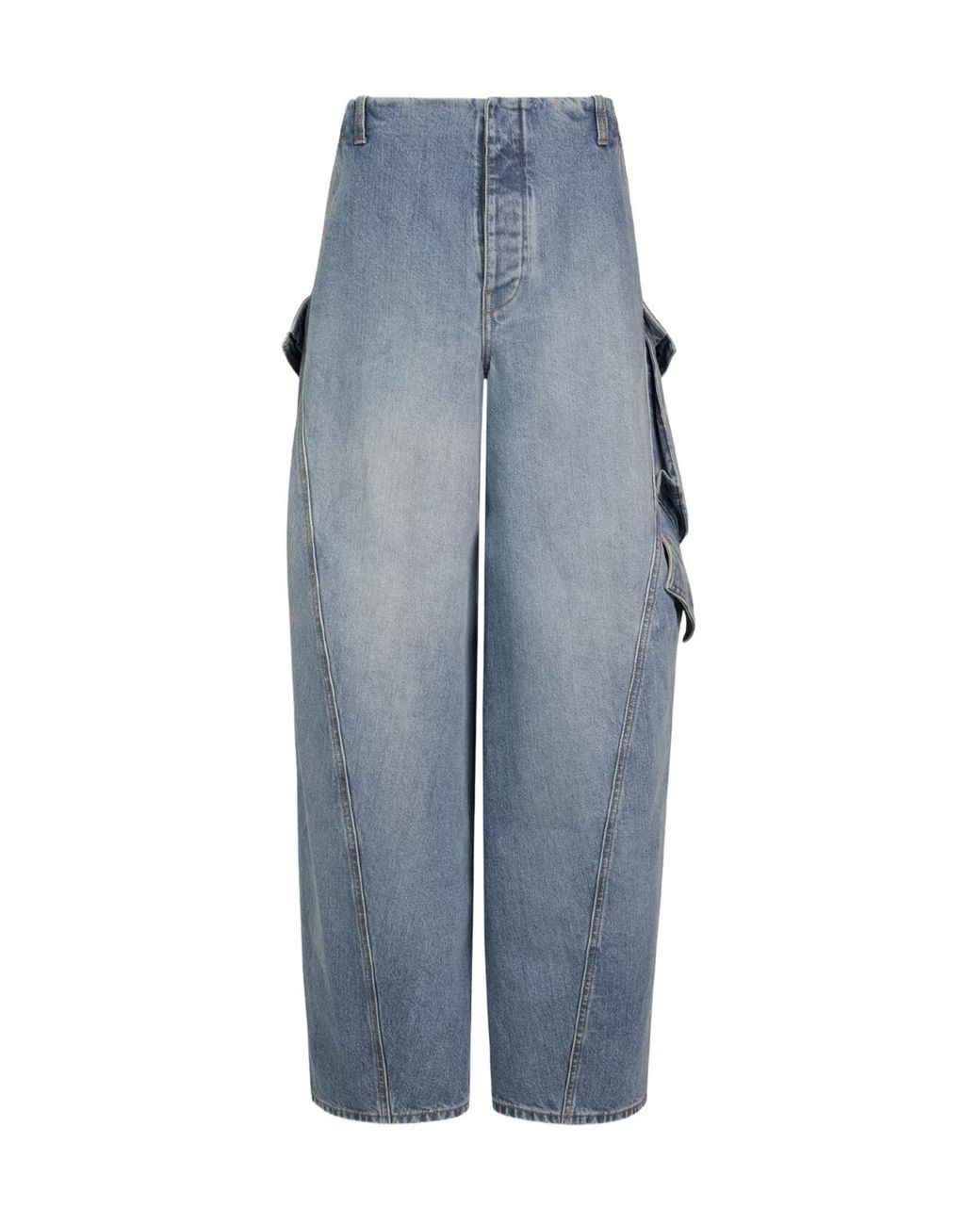 Alaïa Blue Faded-Effect Denim Cargo Pants