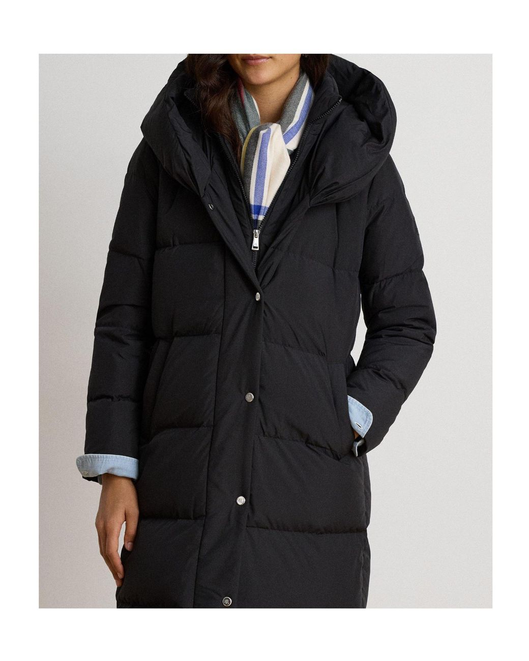 Ralph Lauren Black Longline Hooded Puffer Jacket