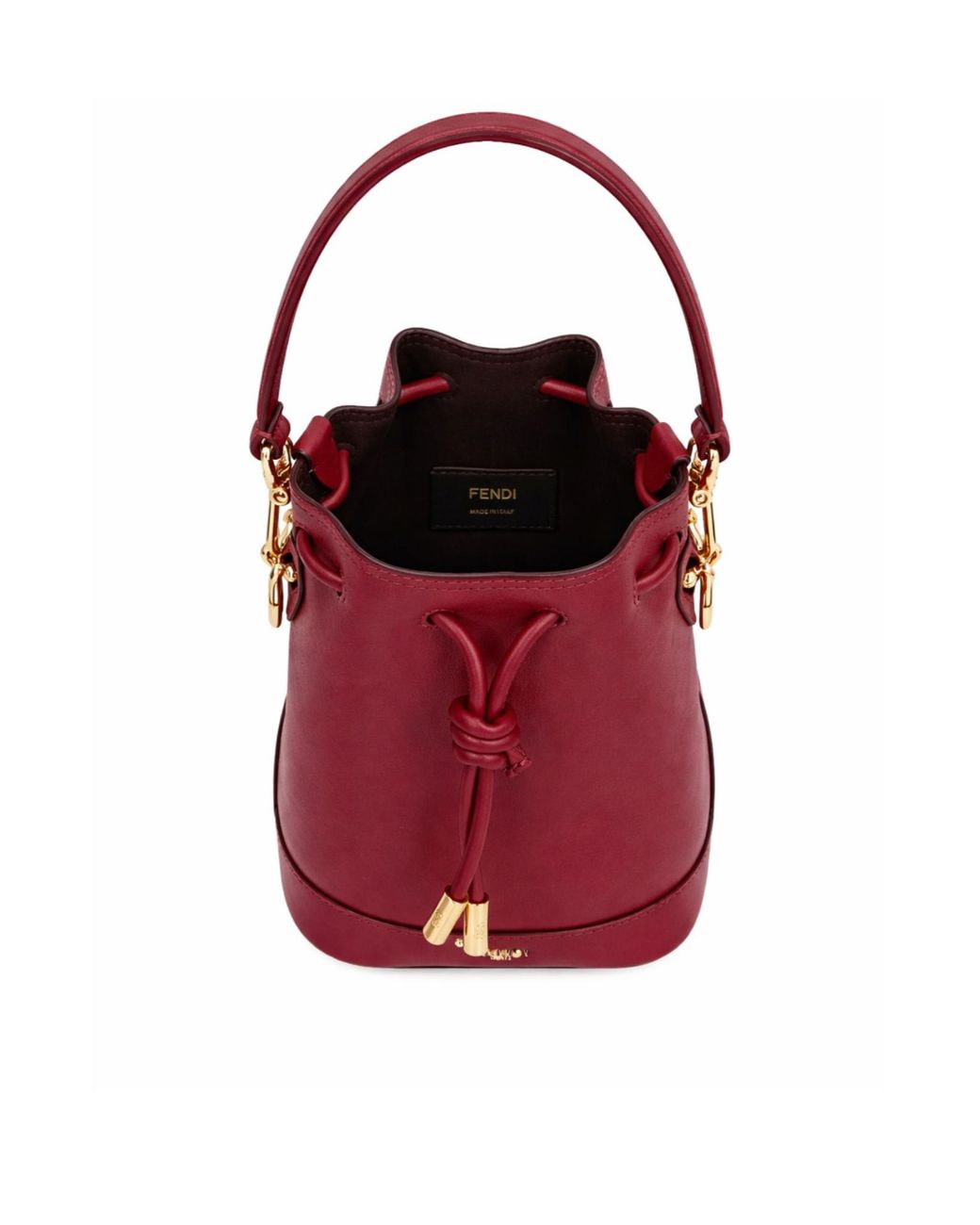 Fendi Red Mon Tresor Drawstring Mini Bucket Bag