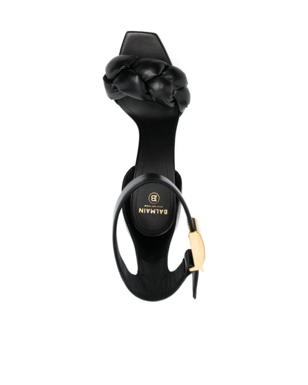 Balmain Black Logo-Plaque Open-Toe Sandals