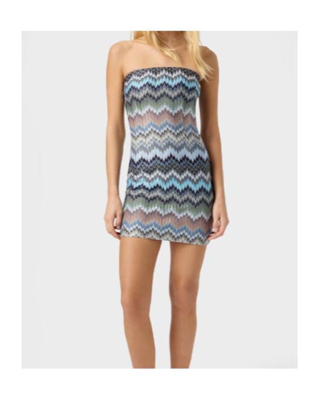 Missoni Blue Chevron Strapless Mini Dress