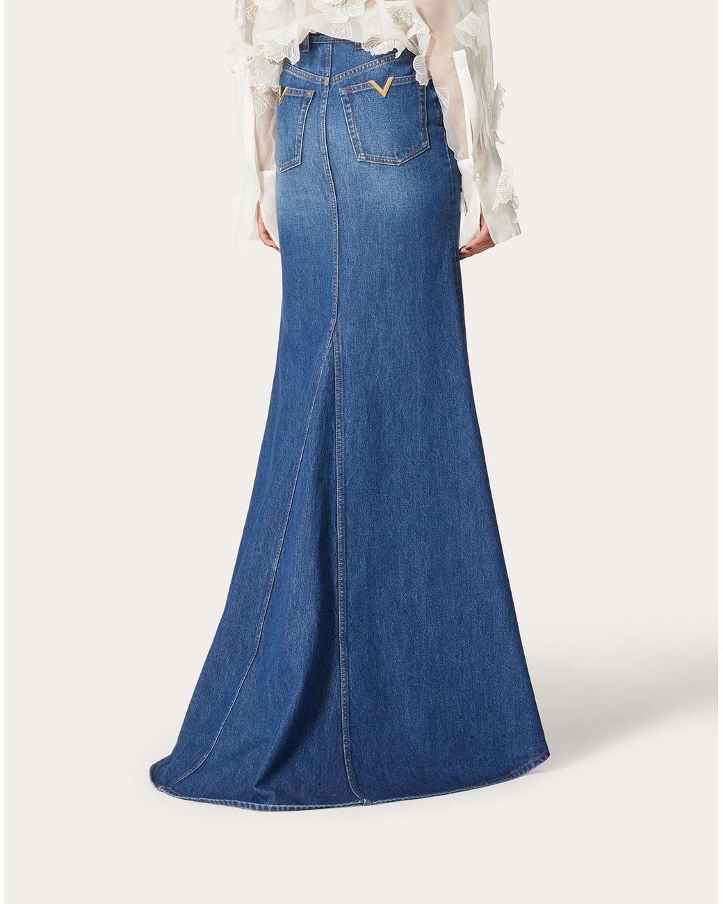 Valentino Blue High Waist Denim Skirt