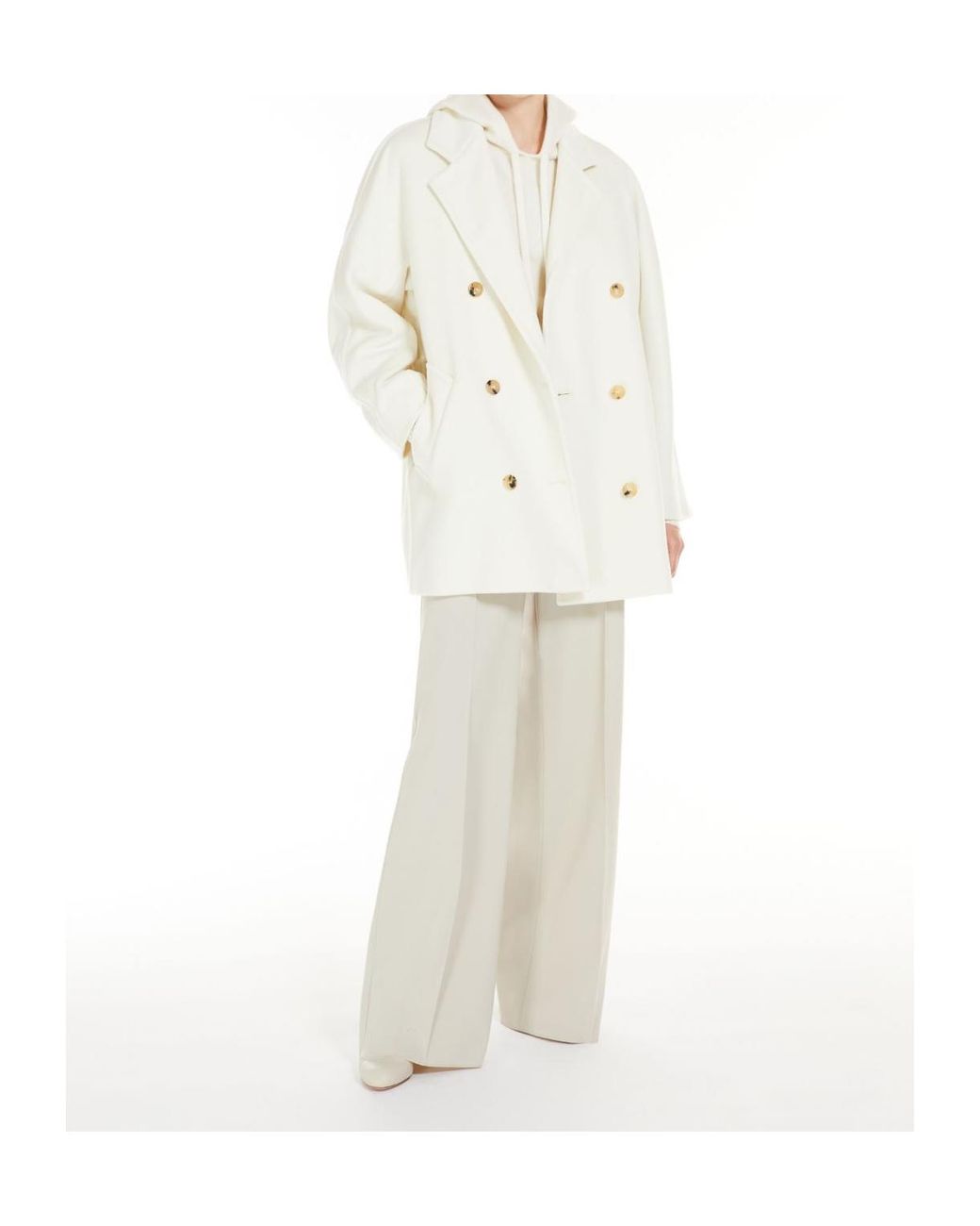Max Mara White Double-Breasted Notched-Lapels Jacket