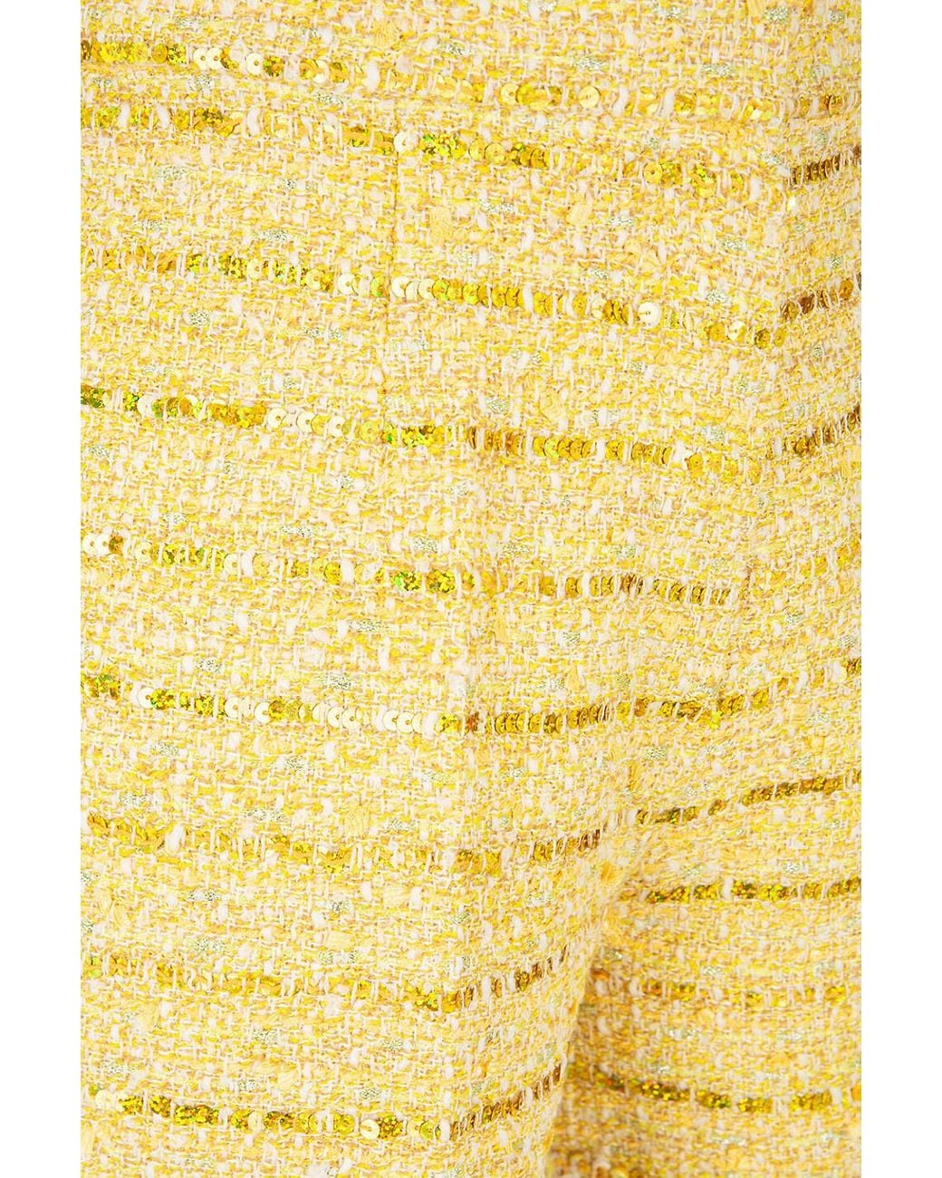Giambattista Valli Yellow Sequin Adorned Tweed Shorts