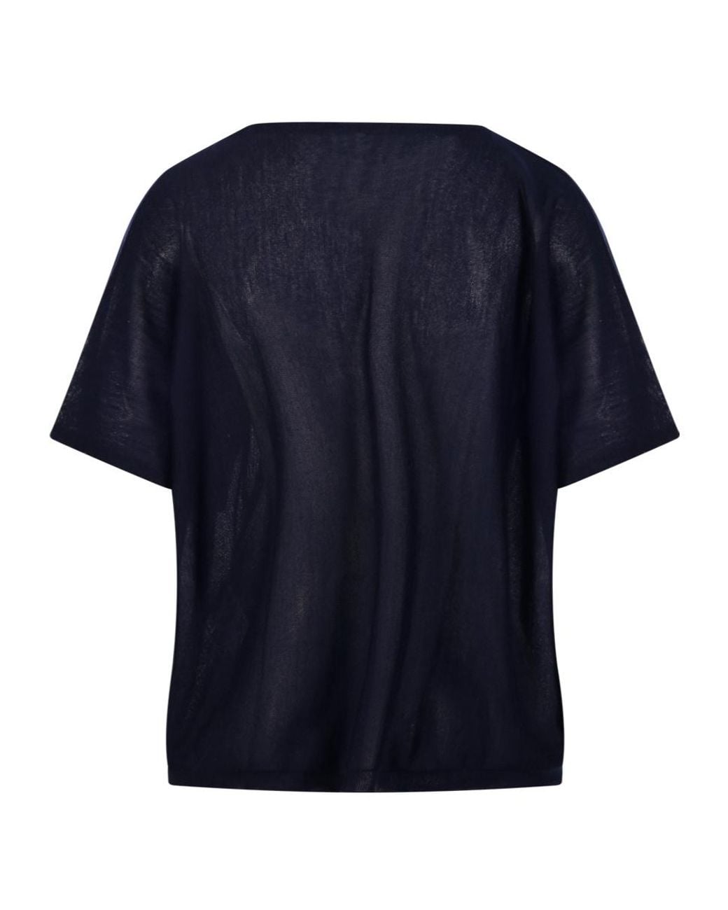 Roberto Collina Blue Sheer Short-Sleeve Knitted Sweater