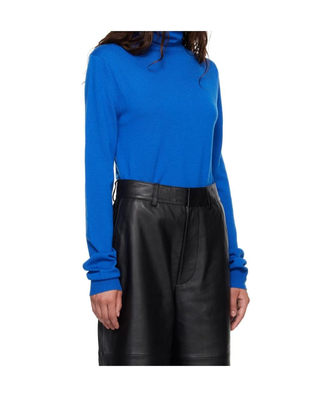 Frankie Shop Blue Turtleneck Long-Sleeve Sweater