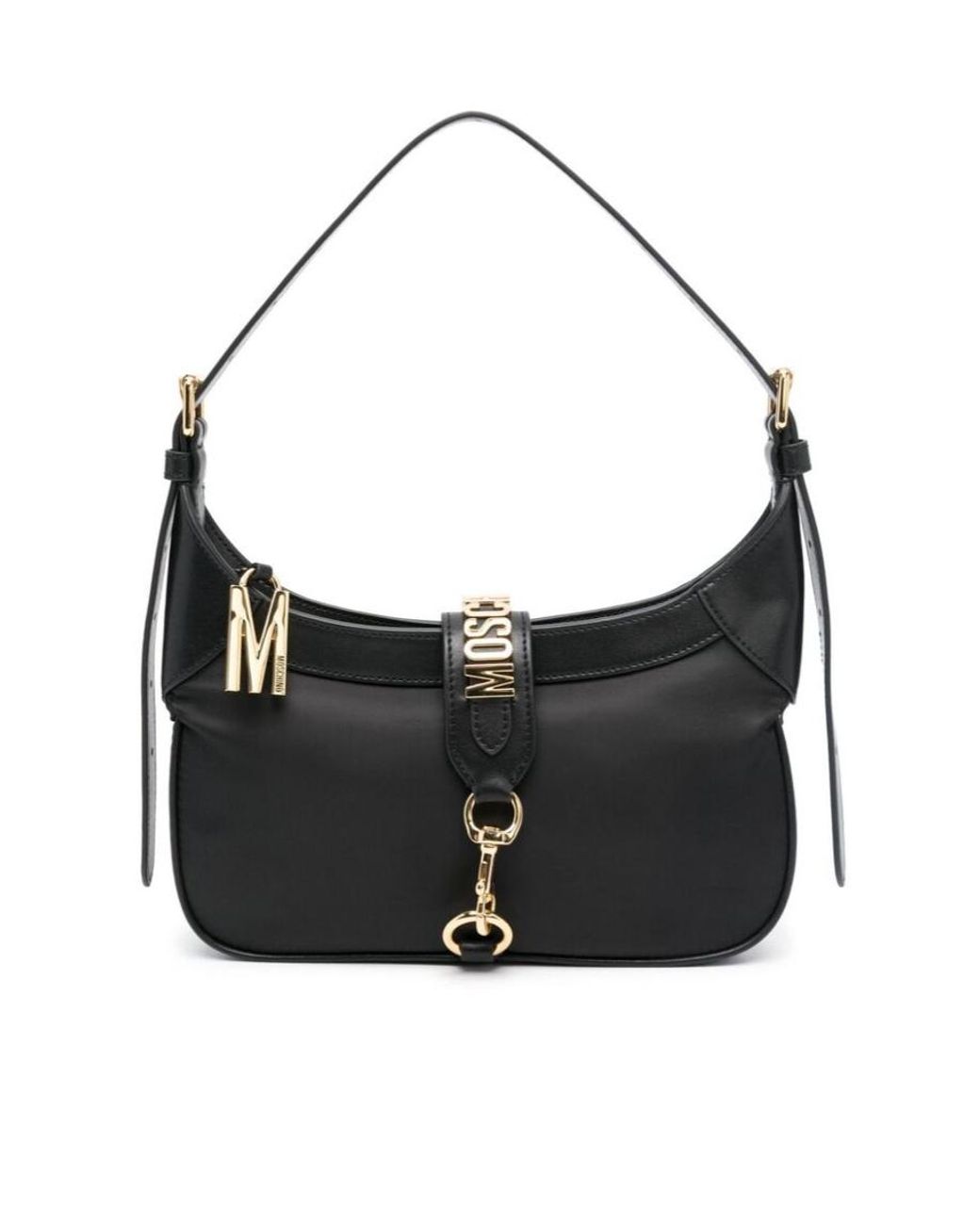 Moschino Black Logo Lettering Hobo Bag