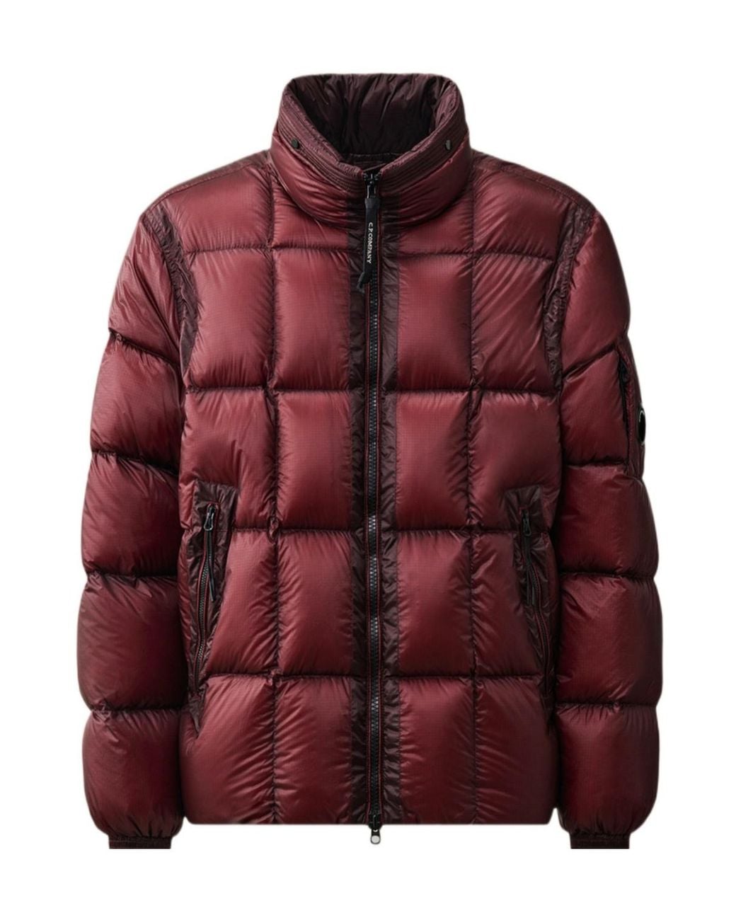 C P Company Red Goggle-Hood Down Jacket for men