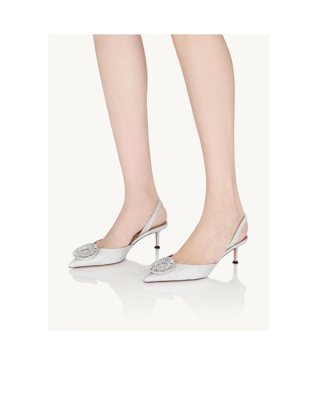 Aquazzura White 105Mm Crystal Hoop Sling Pumps