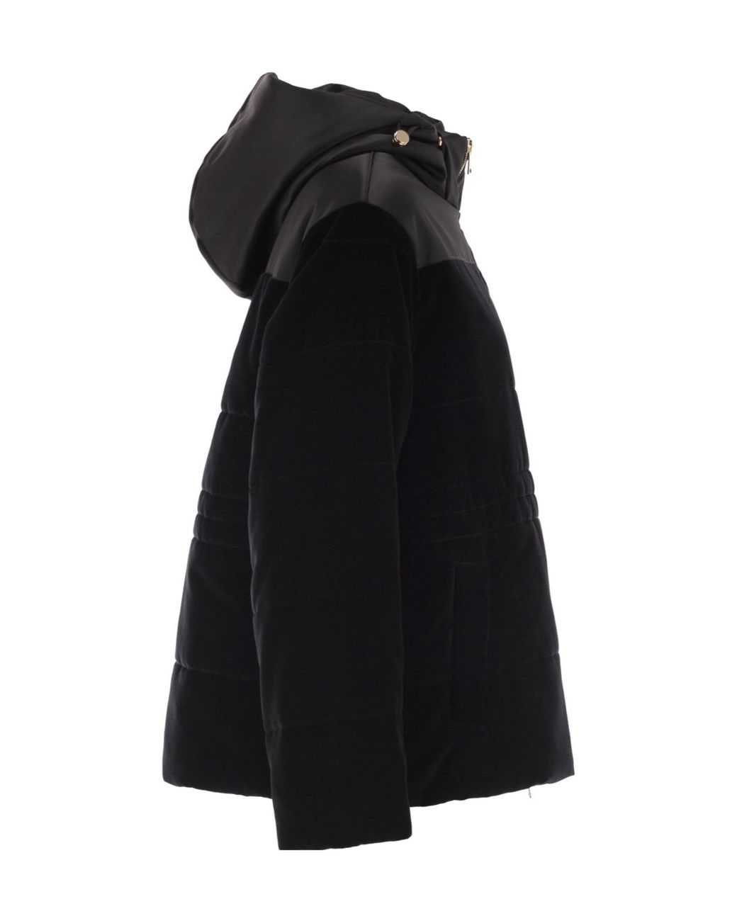 Fabiana Filippi Black Hooded Padded Velvet Jacket