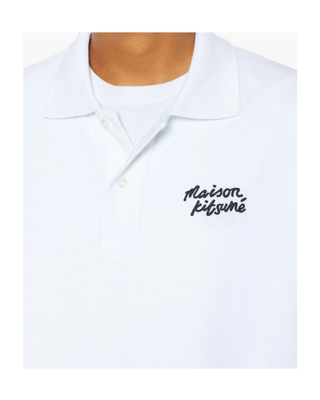 Maison Kitsuné White Maison Kitsuné Handwriting Logo Polo Shirt for men