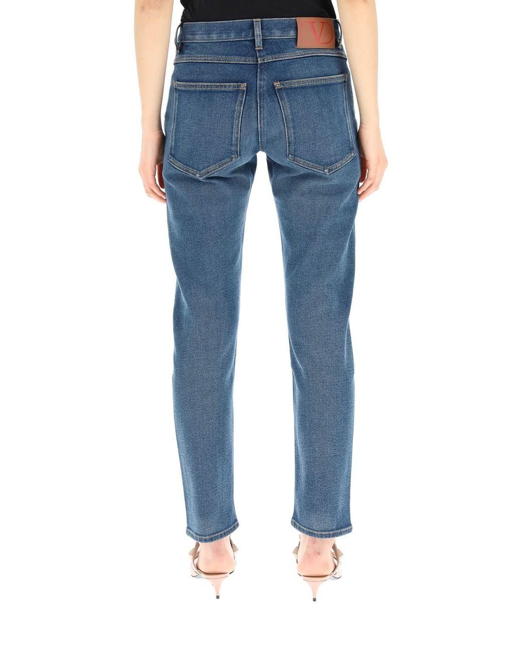 Valentino Blue Logo-Patch Denim Jeans
