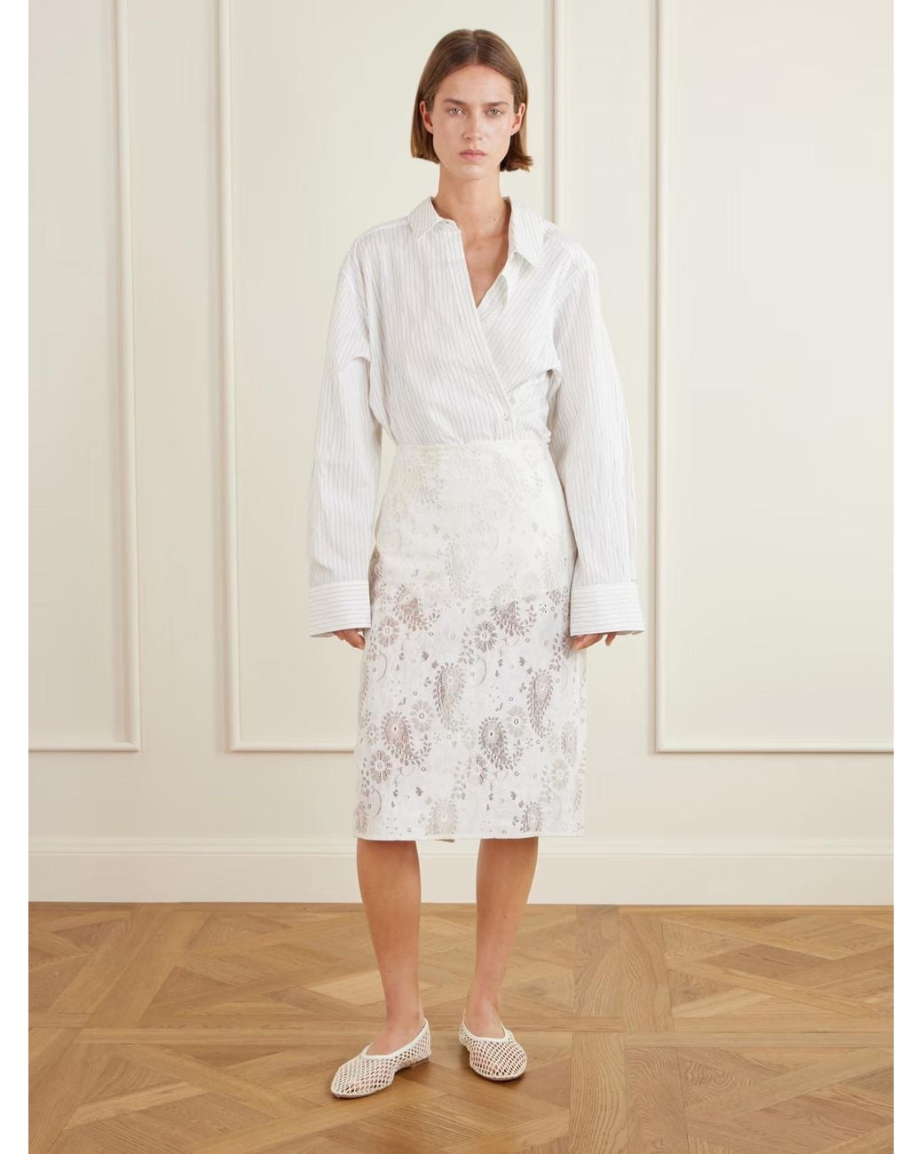 Rohe White Soof Lace Midi Skirt