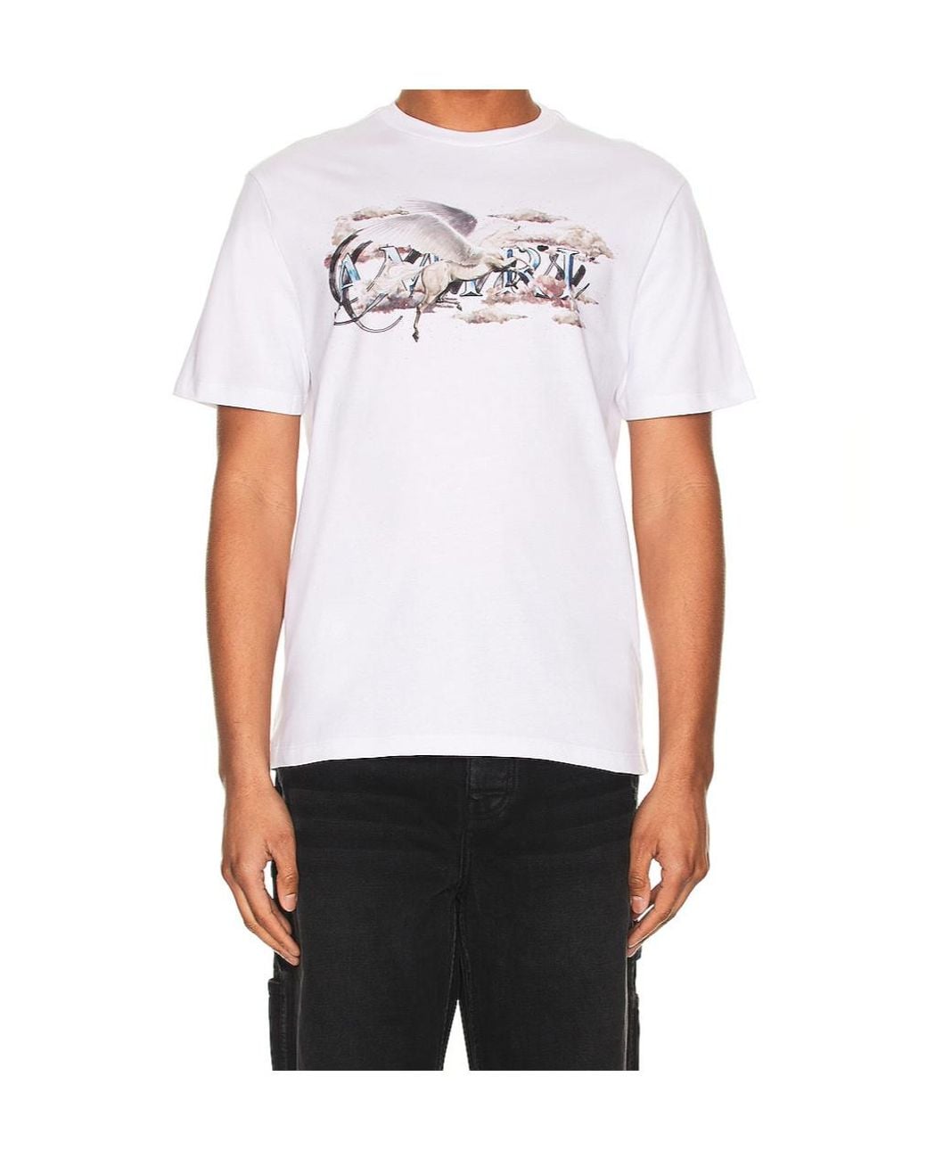 Amiri White Pegasus Script Logo Cotton T-Shirt for men