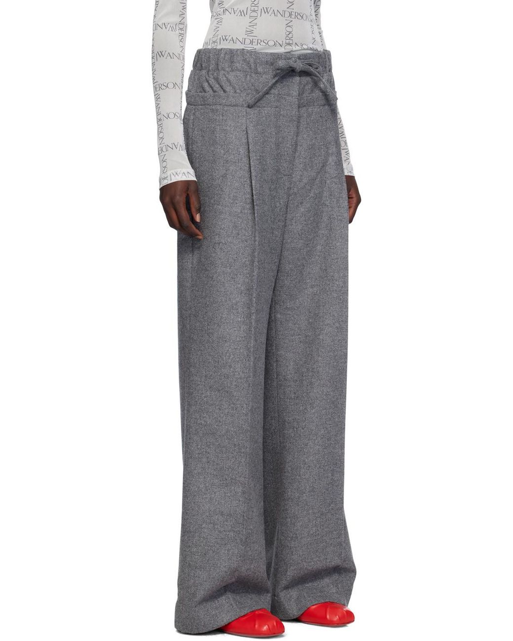 J.W. Anderson Gray Double-Waist Wool Trousers