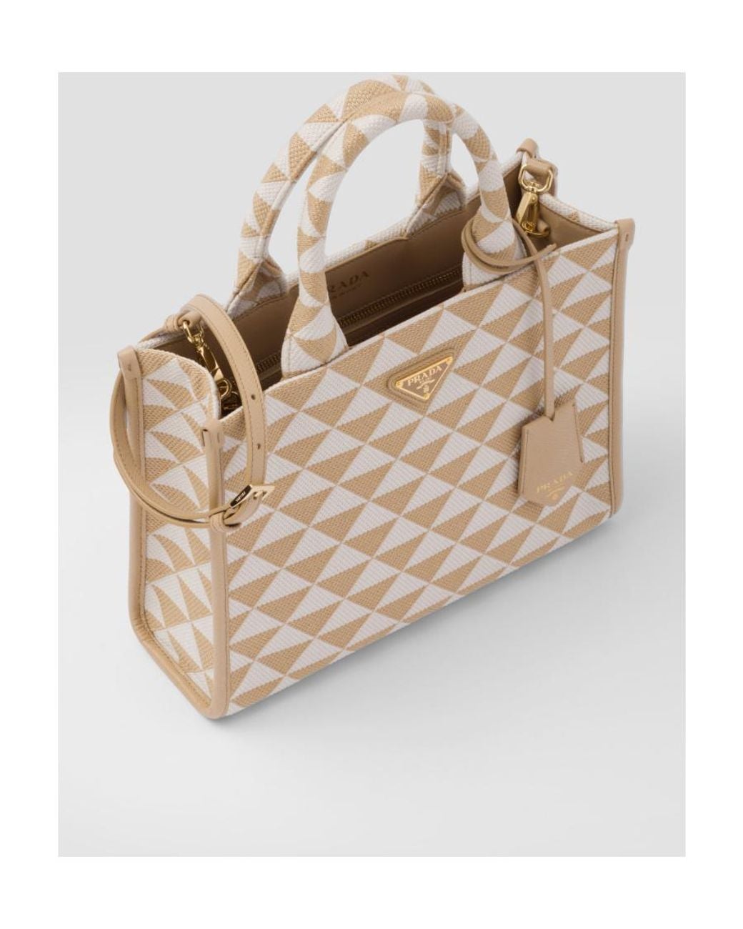 Prada Natural Symbole Small Top Handle Bag
