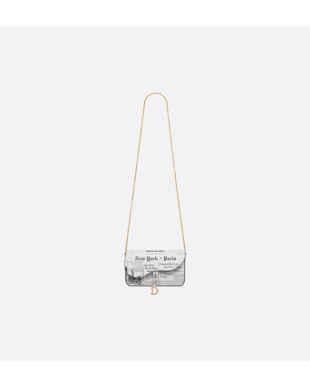 Dior White Medium Saddle Pouch With Chain