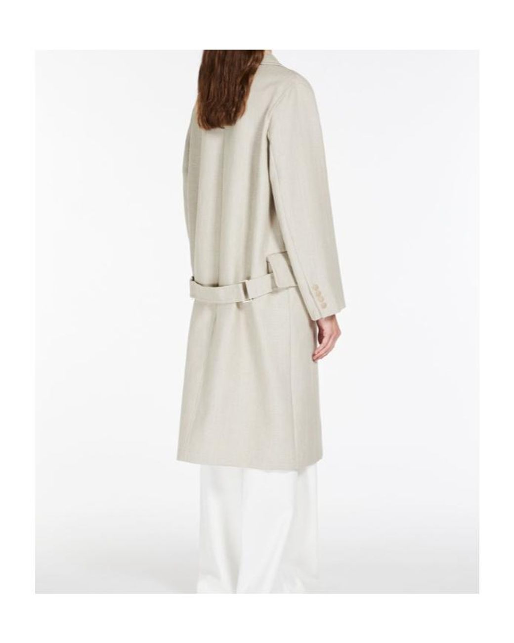 Max Mara White Double-Breasted Long-Sleeved Coat