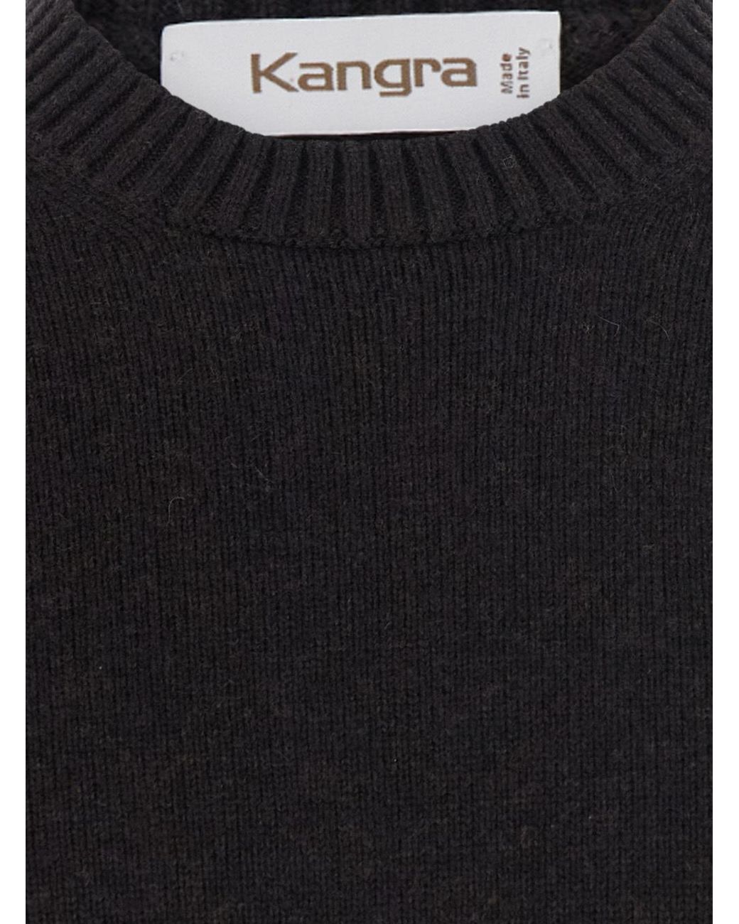 Kangra Cashmere Black Long-Sleeve Crew-Neck Sweater for men