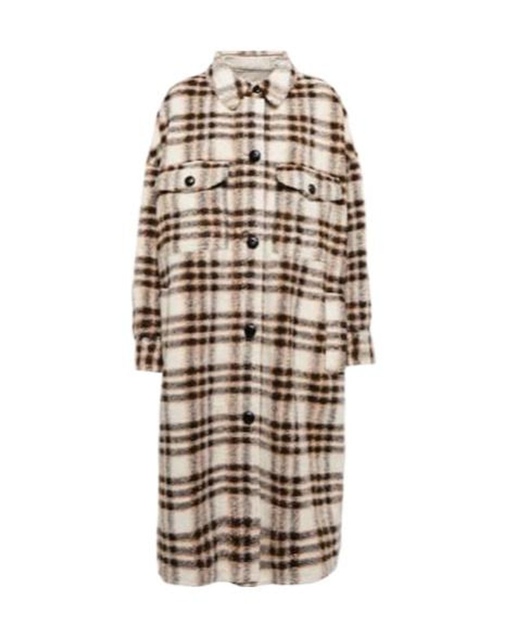 Isabel Marant Natural Fontizi Checked Wool-Blend Coat