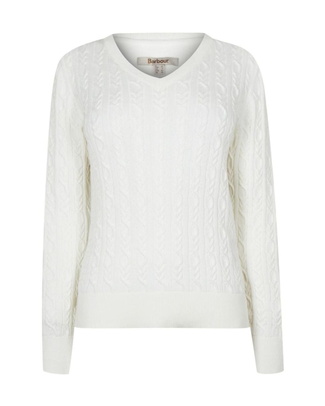 Barbour White Hampton V-Neck Knit