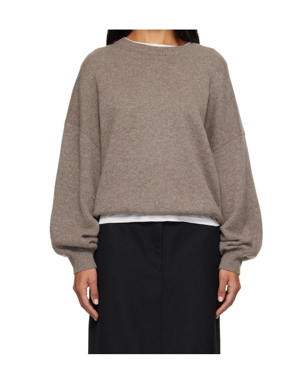 Lisa Yang Gray Veira Crew-Neck Knitted Sweater