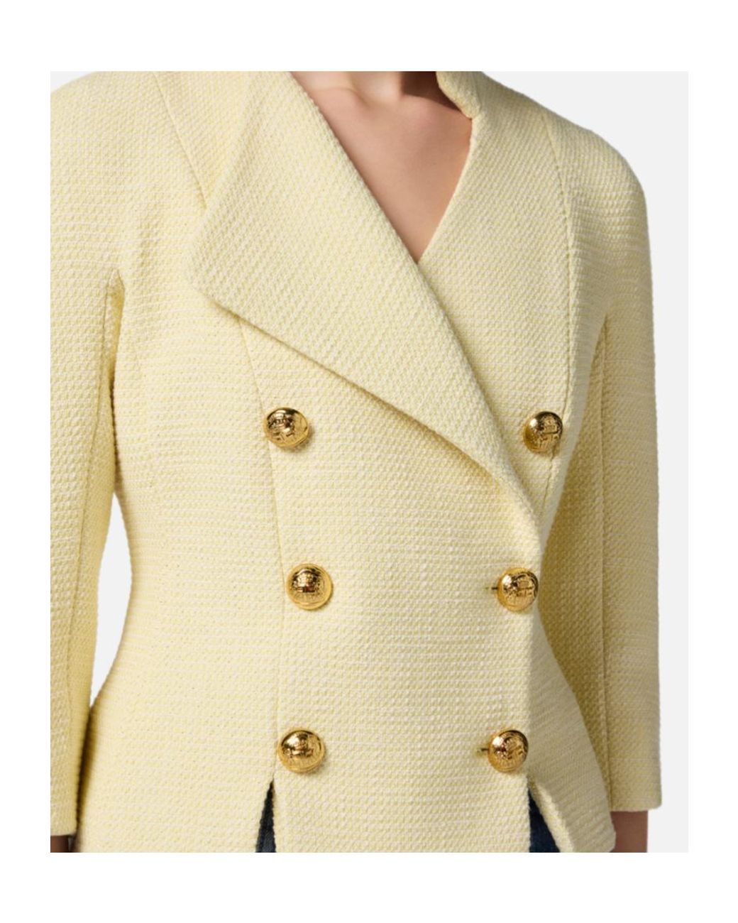 Elisabetta Franchi White Logoed Button Tweed Jacket