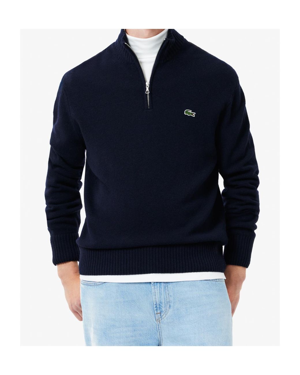 Lacoste Blue Half Zipper Sweater for men
