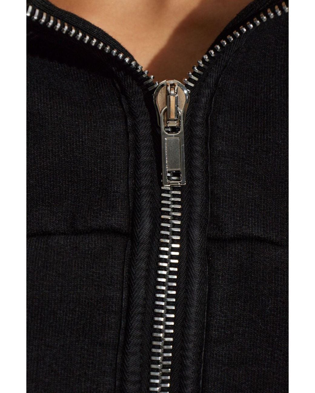 Rick Owens Black Cropped Zip-Up Hoodie