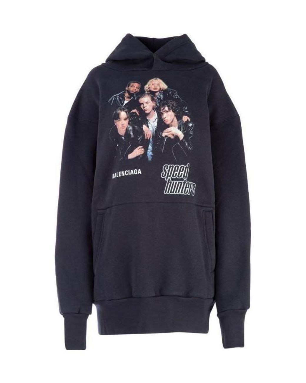 Balenciaga Blue Printed Hooded Hoodie for men