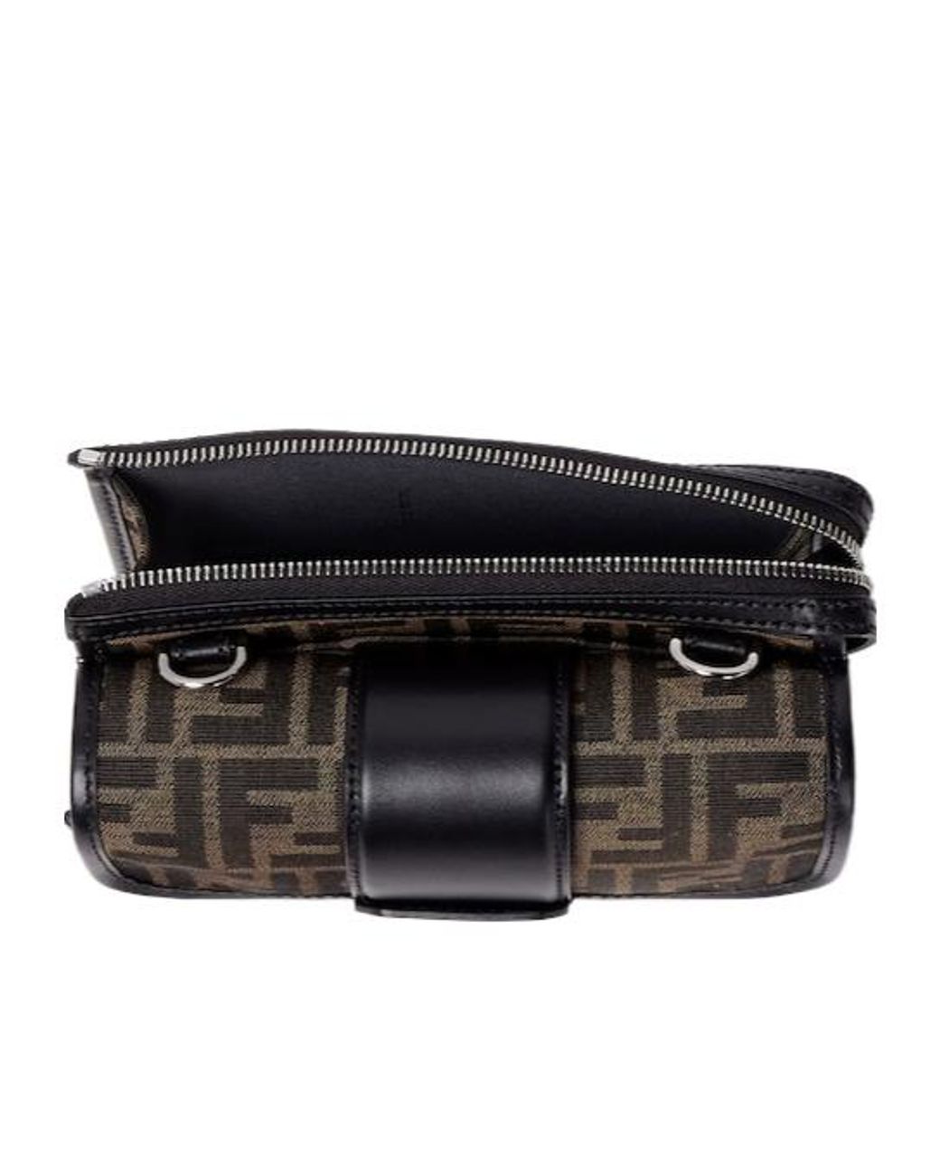 Fendi Black Double Baguette Ff Jacquard Crossbody Bag for men