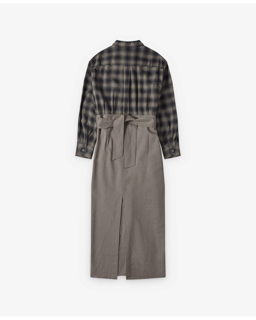 Our Legacy Gray Twisted Check Shirt Dress