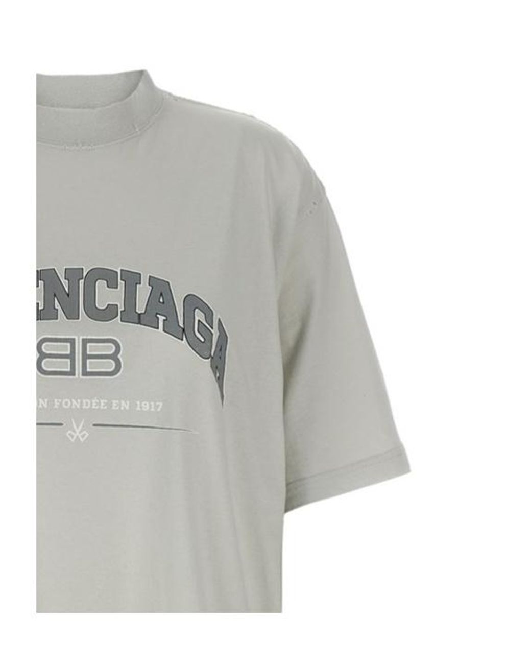 Balenciaga White Bb Logo Printed Used-Effect T-Shirt