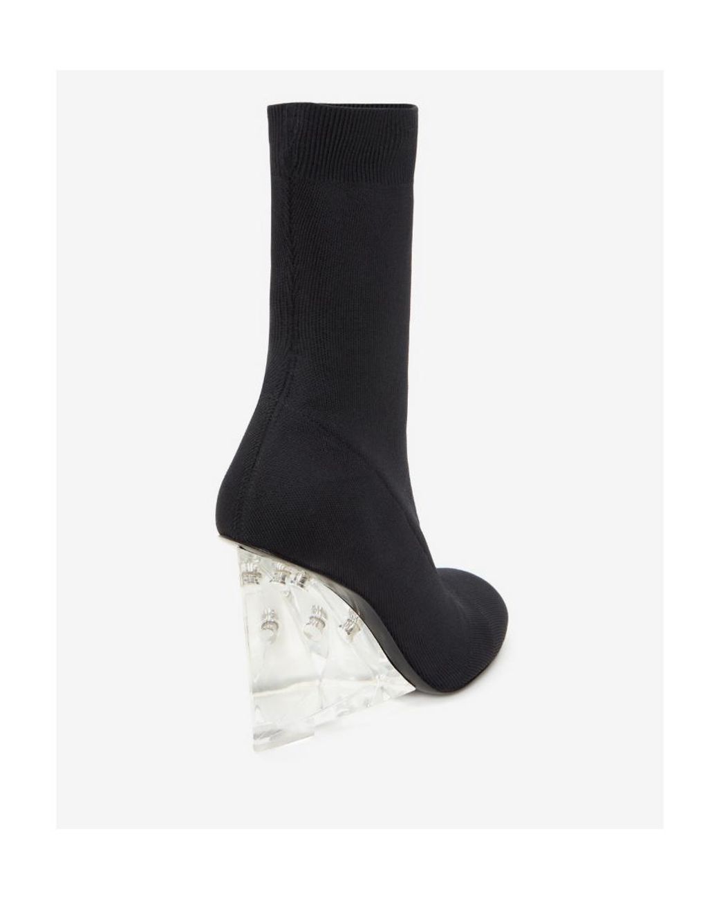 McQueen Black Heeled Slip-On Stretch Boots