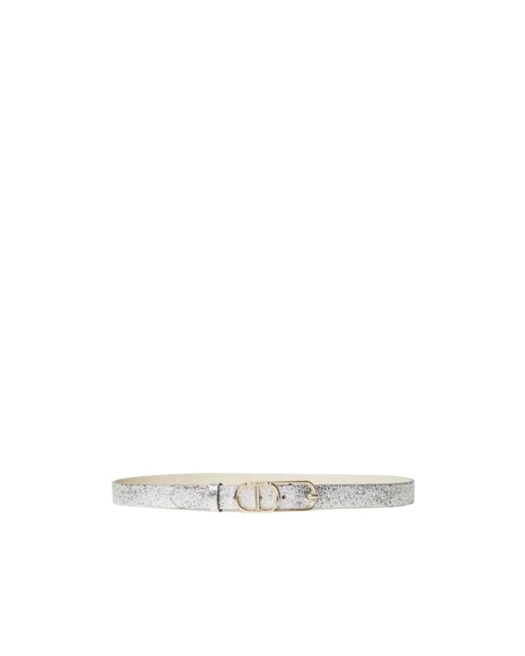 Twinset White Cracked-Effect Leather Belt