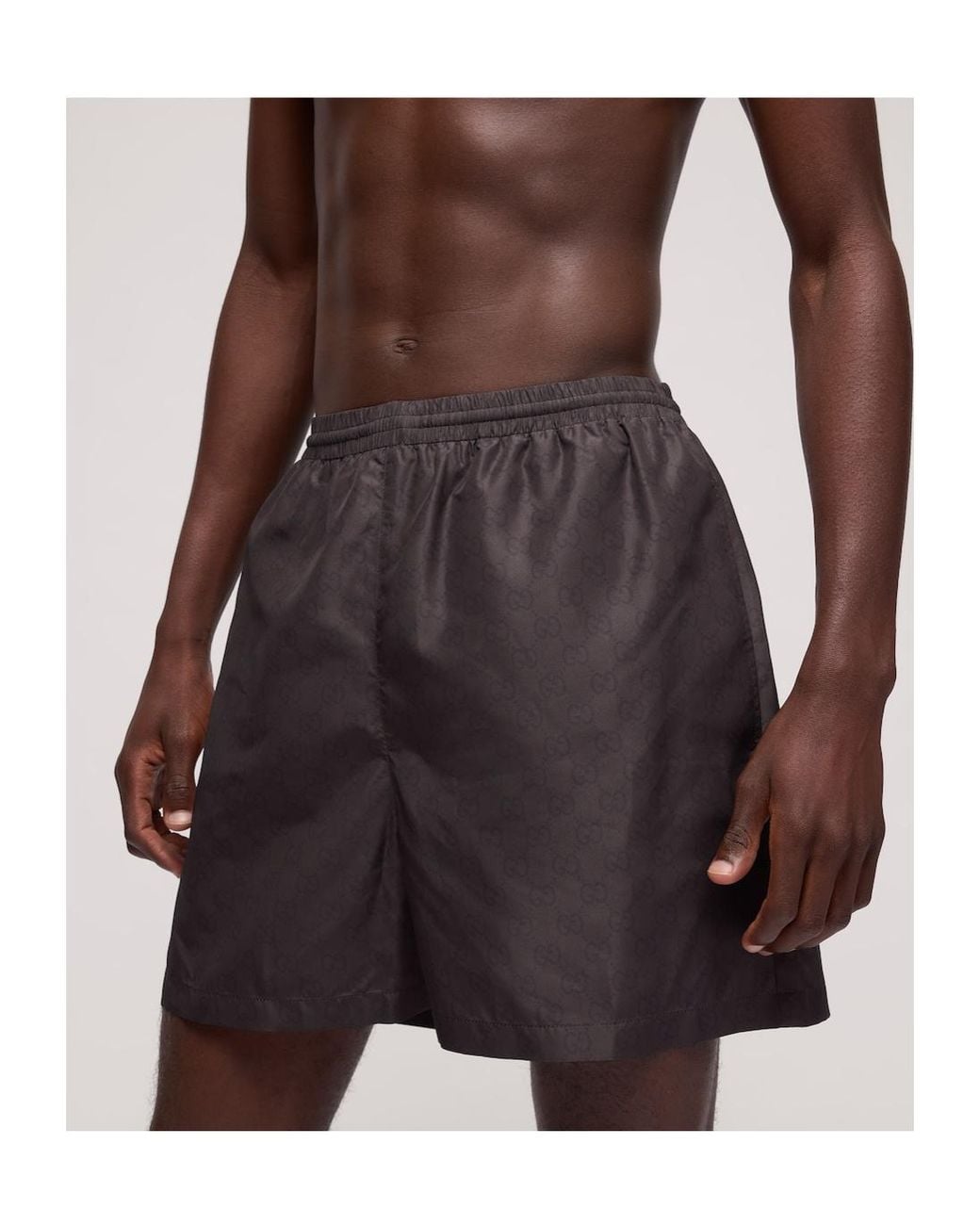 Gucci Gray Printed Poplin Swim Shorts for men