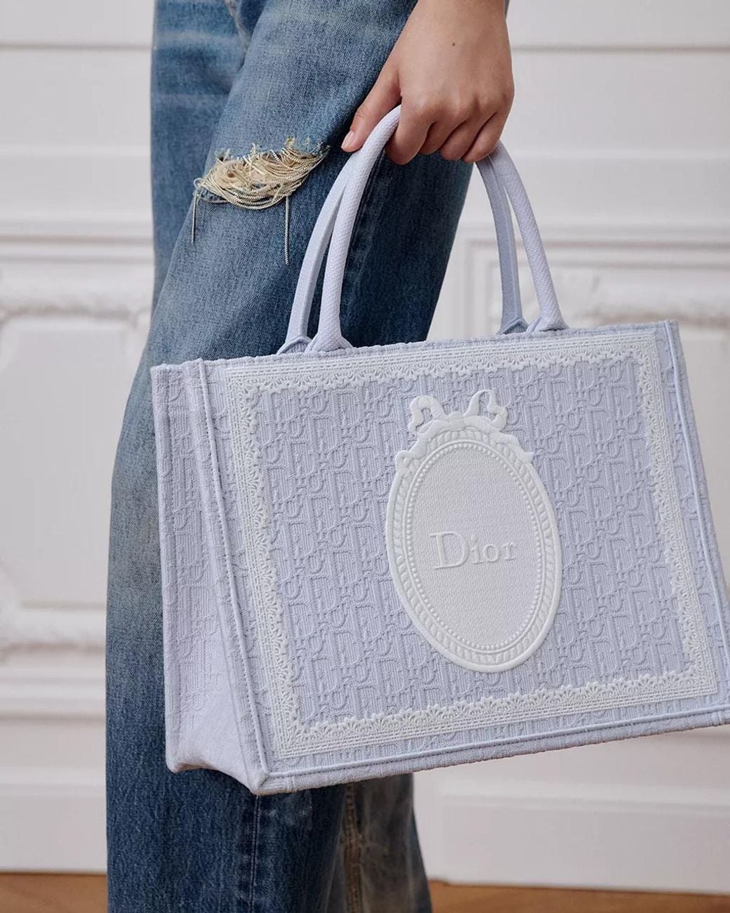 Dior Gray Medium Book Tote With Strap