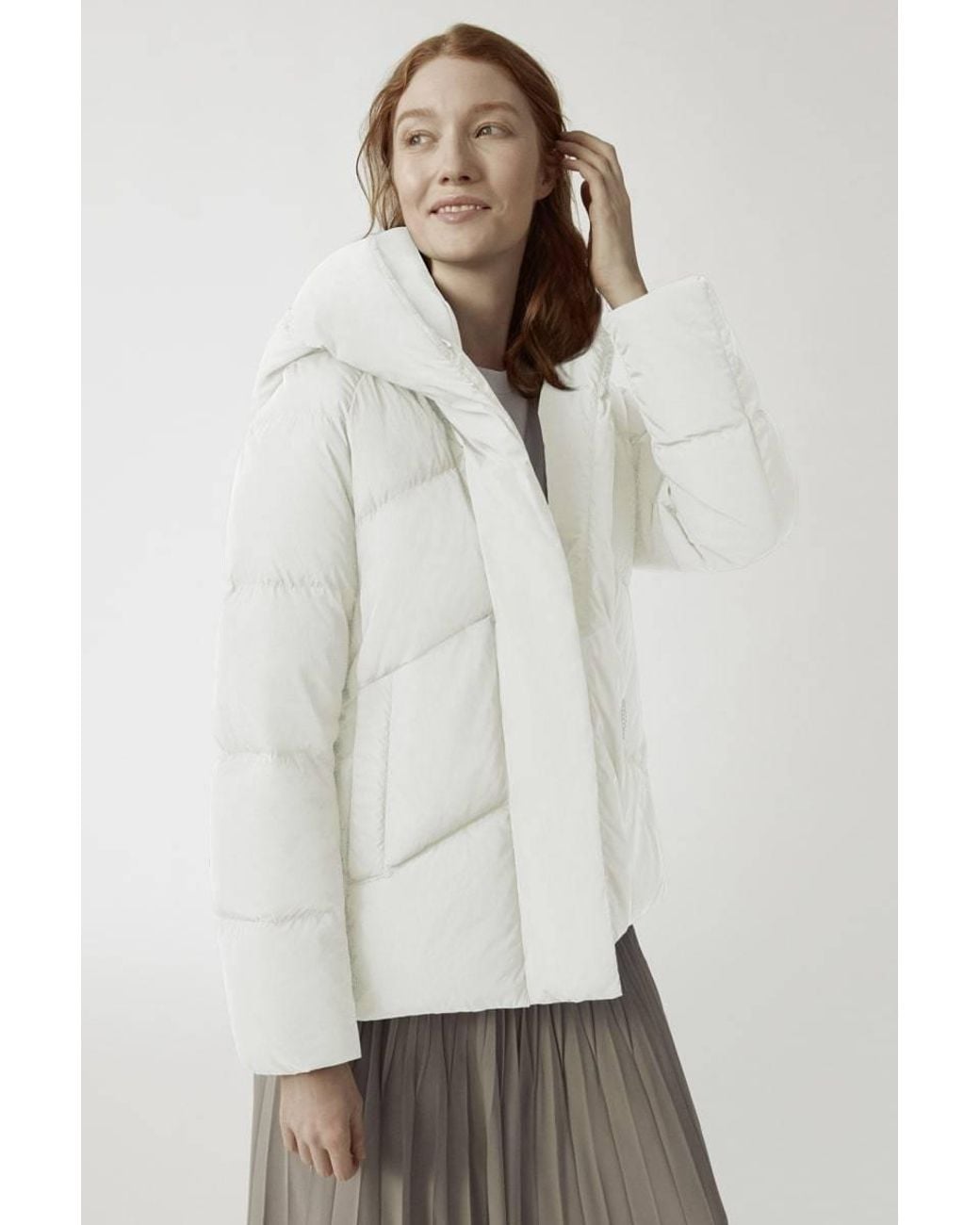 Canada Goose White Marlow Hooded Puffer Jacket