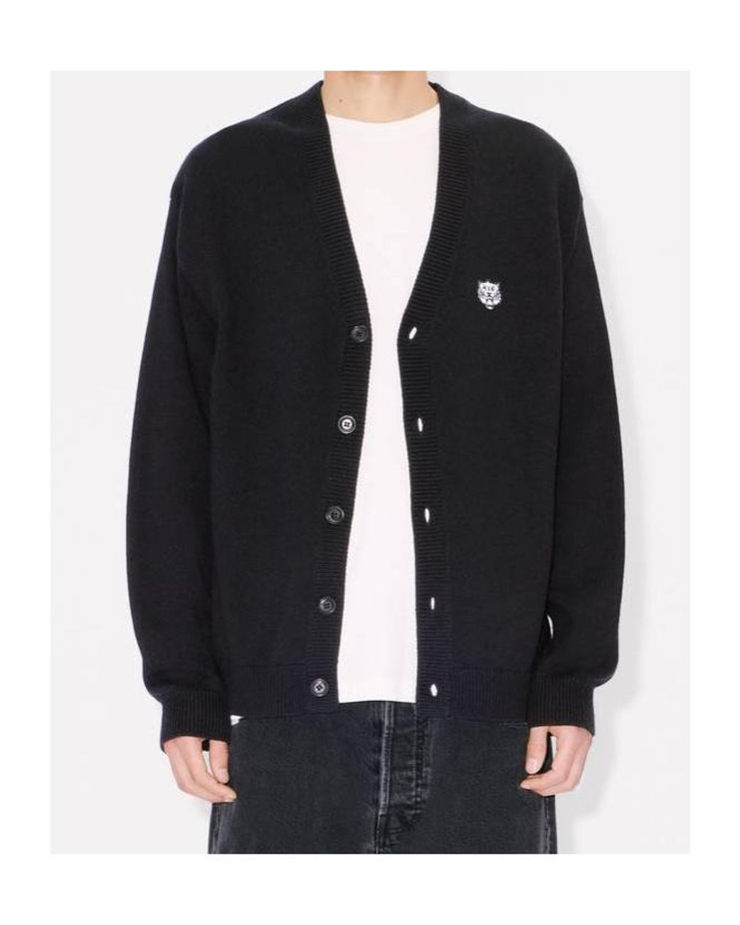 KENZO Blue Happy Tiger Embroidered Cardigan for men