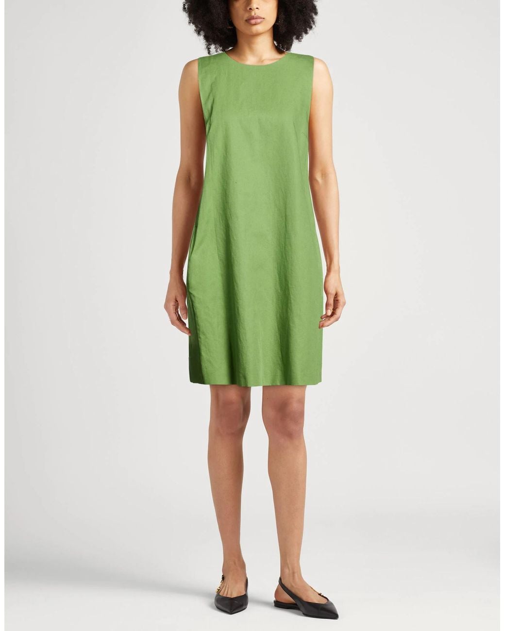 Weekend by Maxmara Green Sleeveless Solid Round-Neck Dress