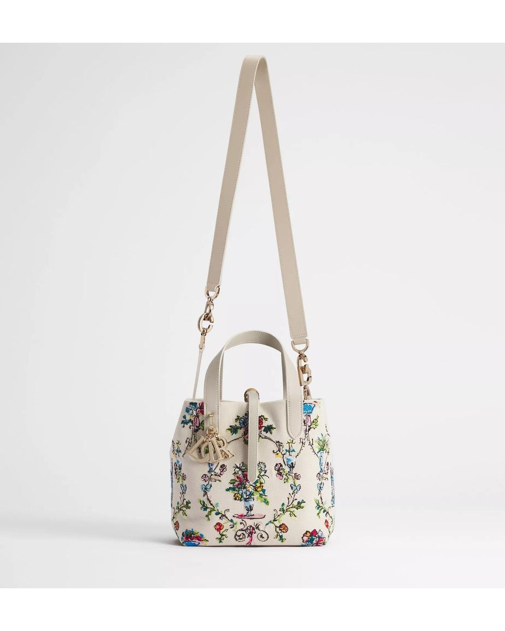 Dior White Iviera Small Toujours Vertical Tote Bag