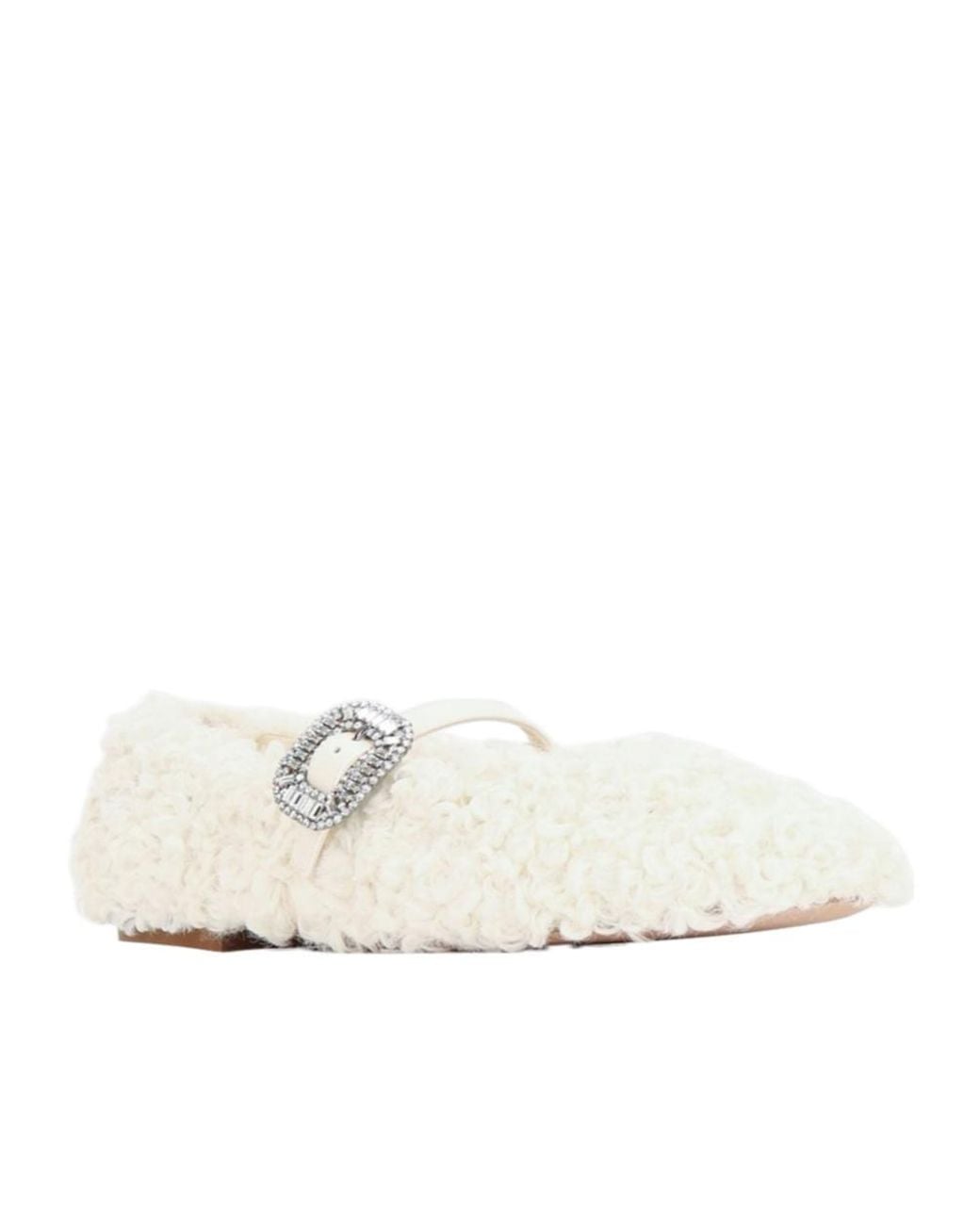 Roger Vivier White Pilgrim Strass Mary Jane Flat Shoes